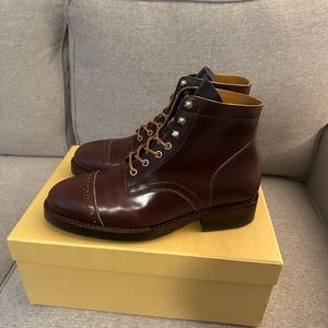 Italian Roco Burgundy Shell Cordovan Bespoke Handmade Boots